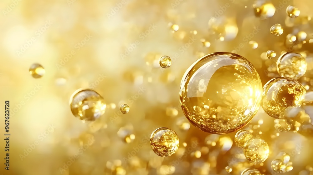 Golden Oil Bubbles Abstract Motion for Cosmetics Marketing