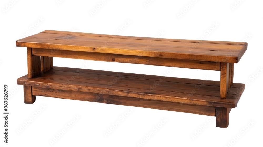 Double Top Rustic Wooden Rectangle Table Isolated on Png Background. Double Top Rustic Wooden Rectangle Table Isolated on Png Background.