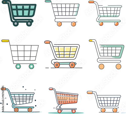 shopping cart icon set