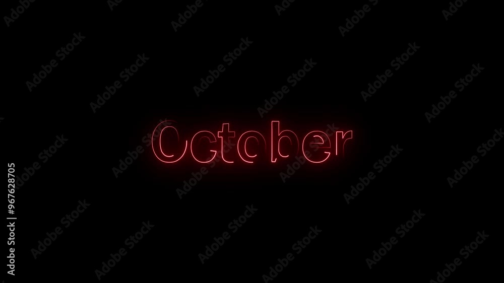 Neon Animation of Octember Text on Black Background.
