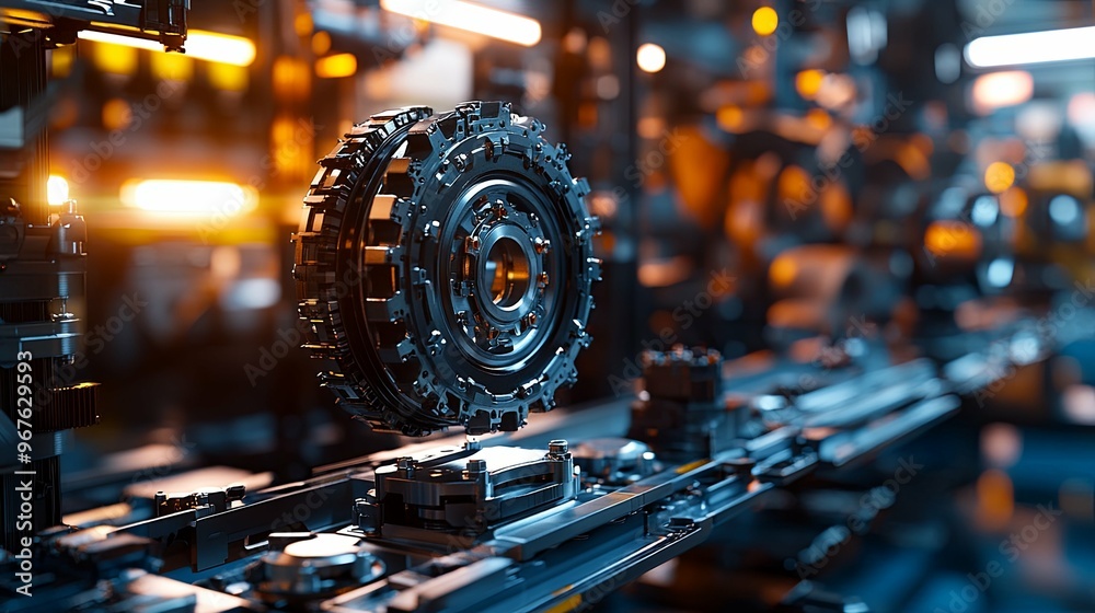 A Detailed Close-up of a Futuristic Industrial Gear Assembly