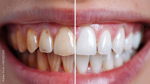 Before and after teeth whitening treatment. photo