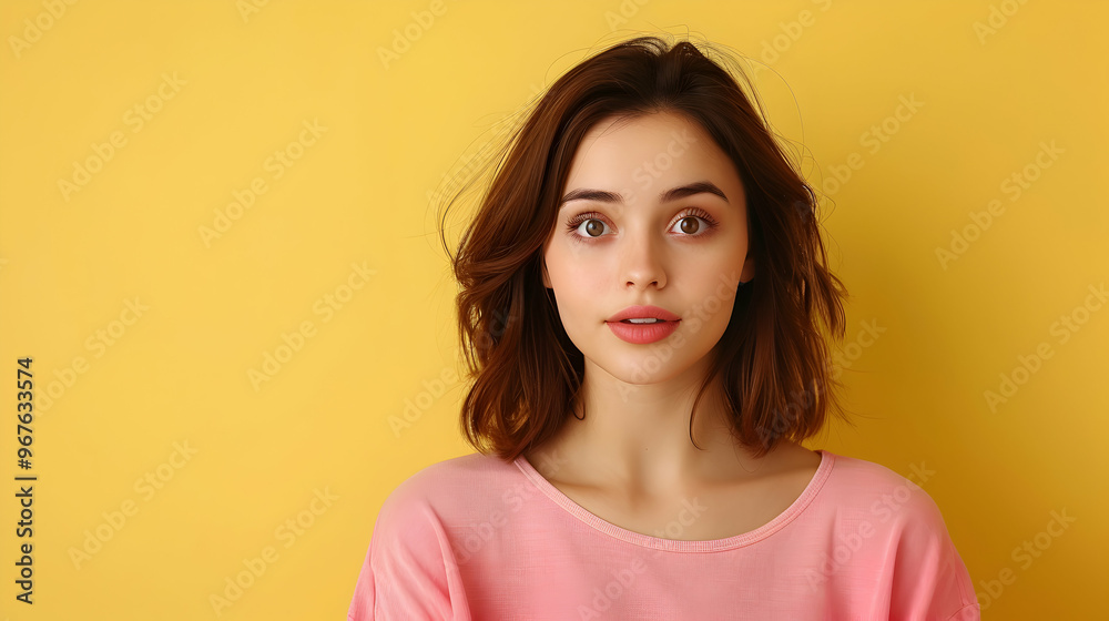 Shocked Young Woman With Shopping Basket Food Shocked Young Woman With Shopping Basket Food