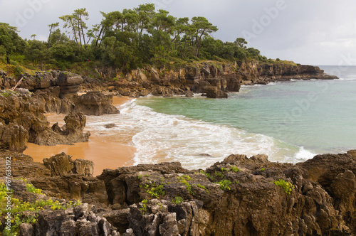 Cantabria, Spain, landscapes along short coastal walk between two town beaches Playa de Ris and Trengandin photo