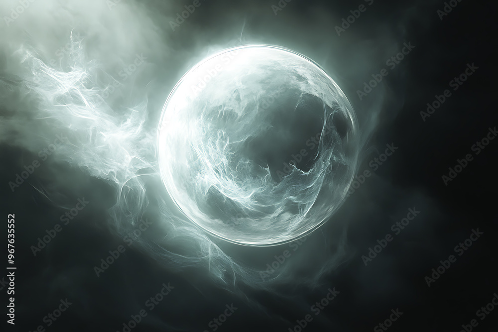 Fototapeta premium A ghostly and transparent planet Earth with an ethereal presence radiates a mystical glow