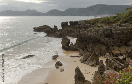 Cantabria, Spain, landscapes along short coastal walk between two town beaches Playa de Ris and Trengandin photo