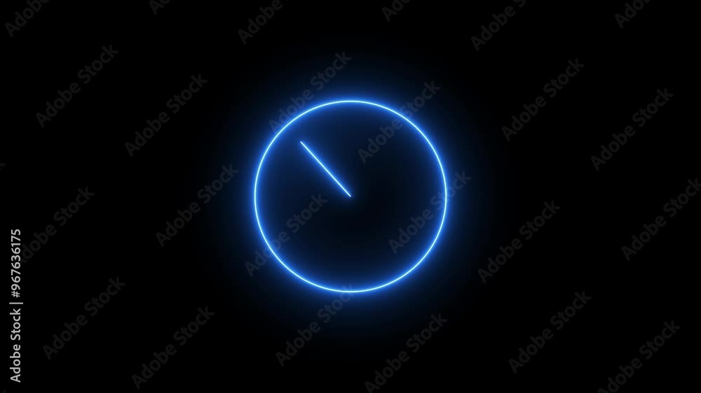 abstract neon wall clock icon animation 4k. 12 hour loop. neon clock. abstract neon wall clock icon animation 4k. 12 hour loop. neon clock.