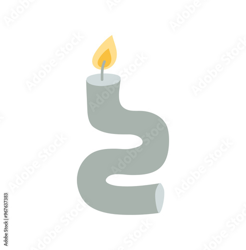 Wax vector decoration aesthetics candle. Hand drawn colored illustration. Delicate romantic element of decor. Cozy glowing burning candle wick. christmas, wedding, birthday, valentine day