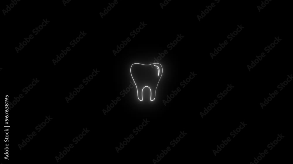 A neon tooth animation on a black background. A neon tooth animation on a black background.