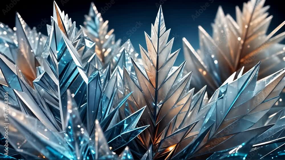 Crystalline ice forms create a stunning display of shifting patterns and reflections