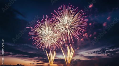 Spectacular fireworks display lighting up the night sky, showcasing an astounding and visually captivating scene