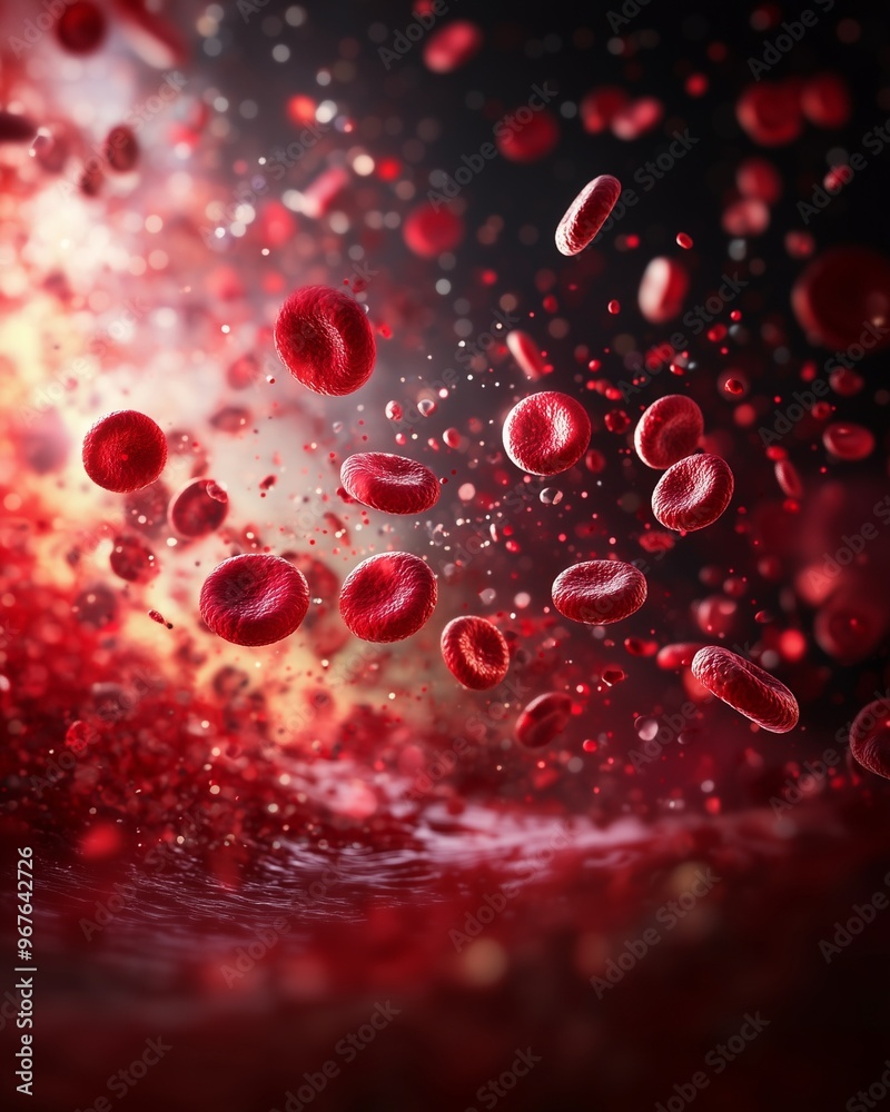 Red Blood Cell in an artery, Blood Flow, medical human health-care Concept Background, 3D. Red Blood Cell in an artery, Blood Flow, medical human health-care Concept Background, 3D.