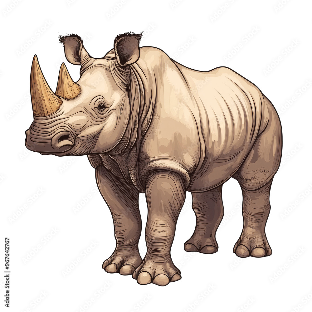 Obraz premium Rhinos standing peacefully in a natural habitat, cut out transparent