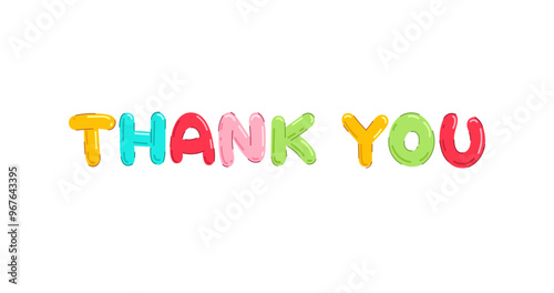 Colorful thank you text vector illustration, thank you clip art isolated on white background