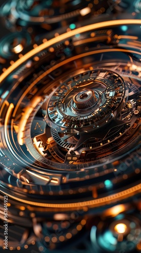 Wallpaper Mural Holographic timepiece pulses, scifi elegance, a cybernetic heart of time Torontodigital.ca