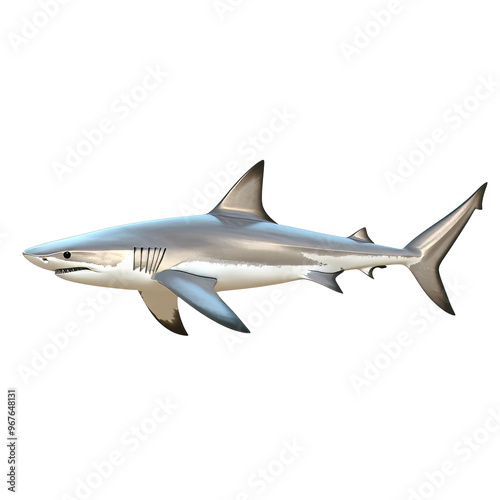 Shark swimming in the ocean illustration, cut out transparent