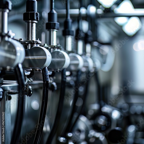 Macro image of an automated milking machine in action, revealing the efficiency and precision in dairy farming, perfect for agricultural advancements