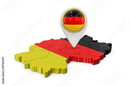 Photography 3d germany flag map with location icon