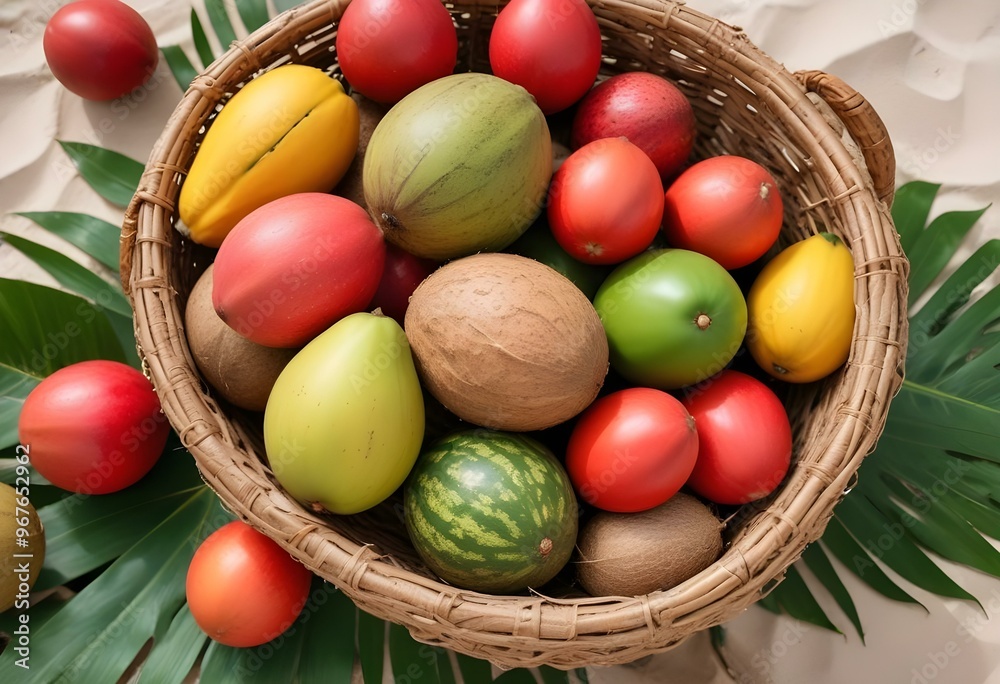 Freshness and variety of healthy fruits on wooden table generated by artificial intelligence Freshness and variety of healthy fruits on wooden table generated by artificial intelligence