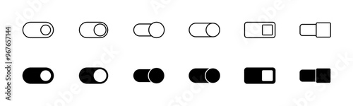 Switch toggle icon set. Switch on and off set. Toggle slider vector