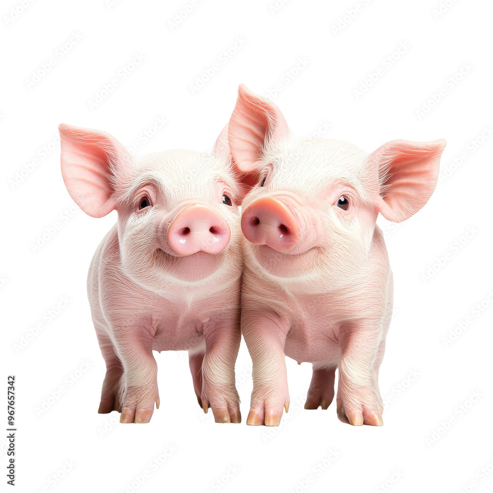 Two adorable piglets together in a playful pose, cut out transparent Two adorable piglets together in a playful pose, cut out transparent