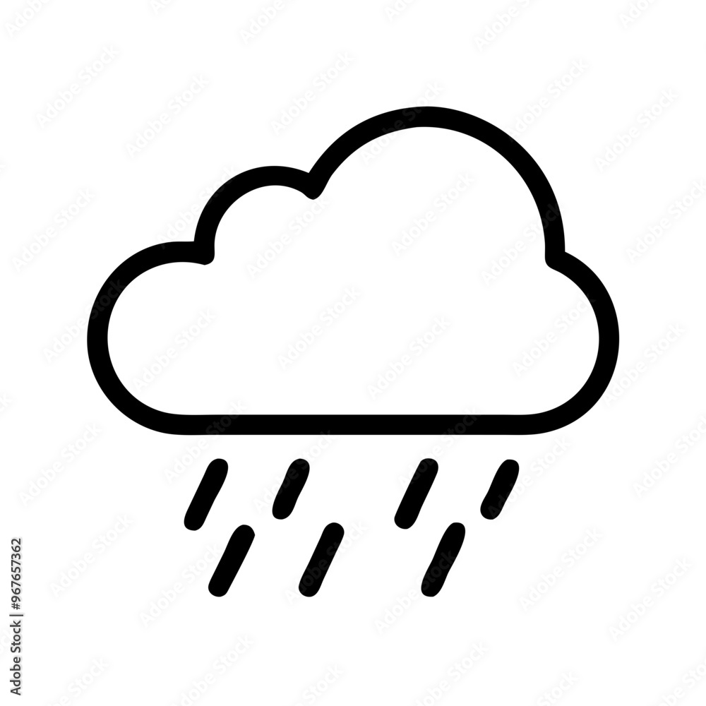 Rain Cloud Icon, Outline Design, Weather Symbol Rain Cloud Icon, Outline Design, Weather Symbol