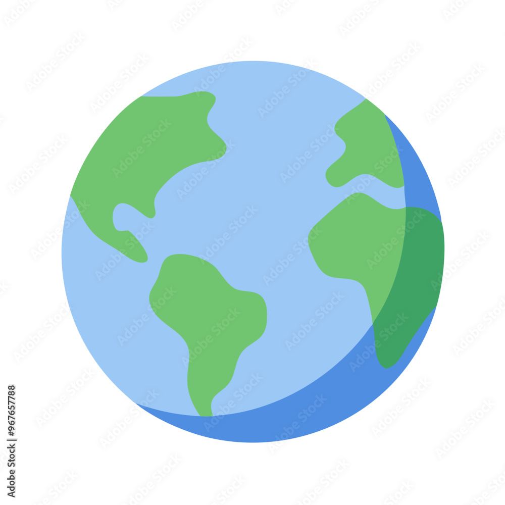 Earth Globe Icon, Flat Design, Green and Blue Planet
Earth Globe Icon, Flat Design, Green and Blue Planet