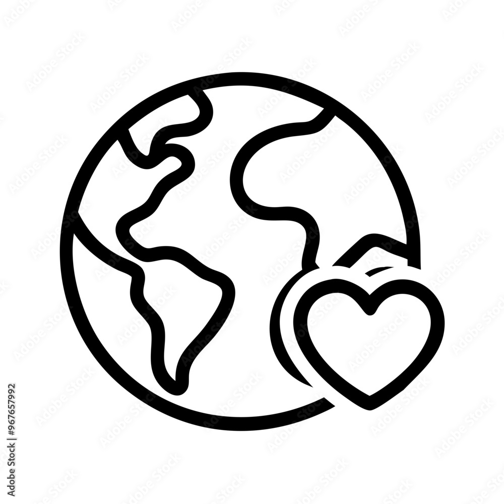 World with heart icon, global love and environmental care concept
World with heart icon, global love and environmental care concept