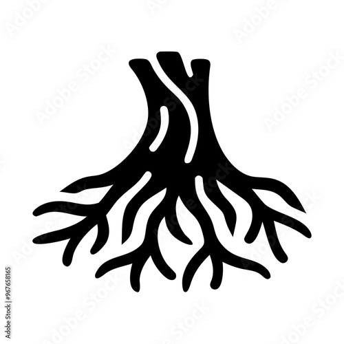 Tree roots icon, symbolizing deep environmental connection and natural growth