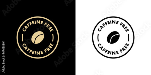 Caffeine Free - vector round gold stamp for product labeling.