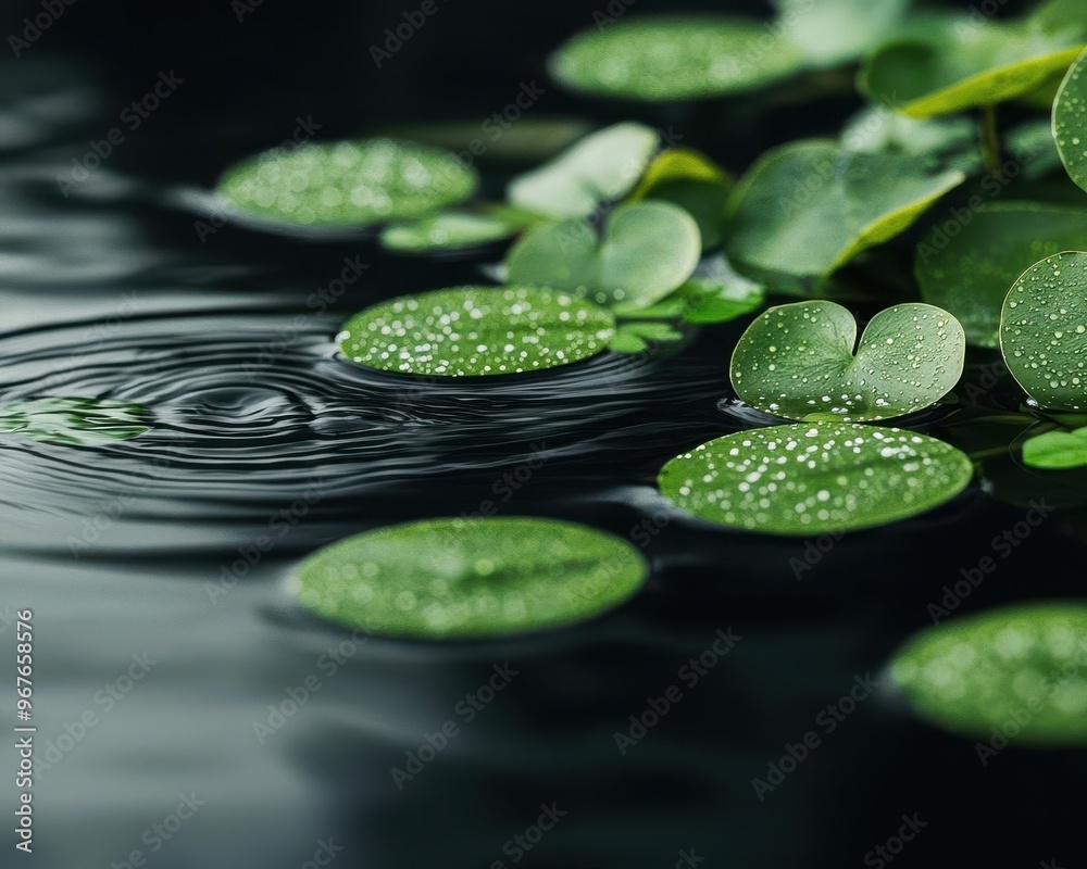 A serene natural pond filled with microorganisms and probiotics, glowing softly as they flow with the water, Fantasy, Cool tones A serene natural pond filled with microorganisms and probiotics, glowing softly as they flow with the water, Fantasy, Cool tones