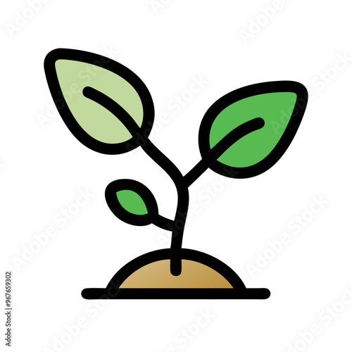 Young plant growing from soil, vector illustration on white background

