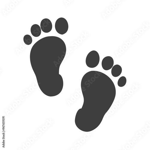Baby footprints icon, black silhouette, simple design

