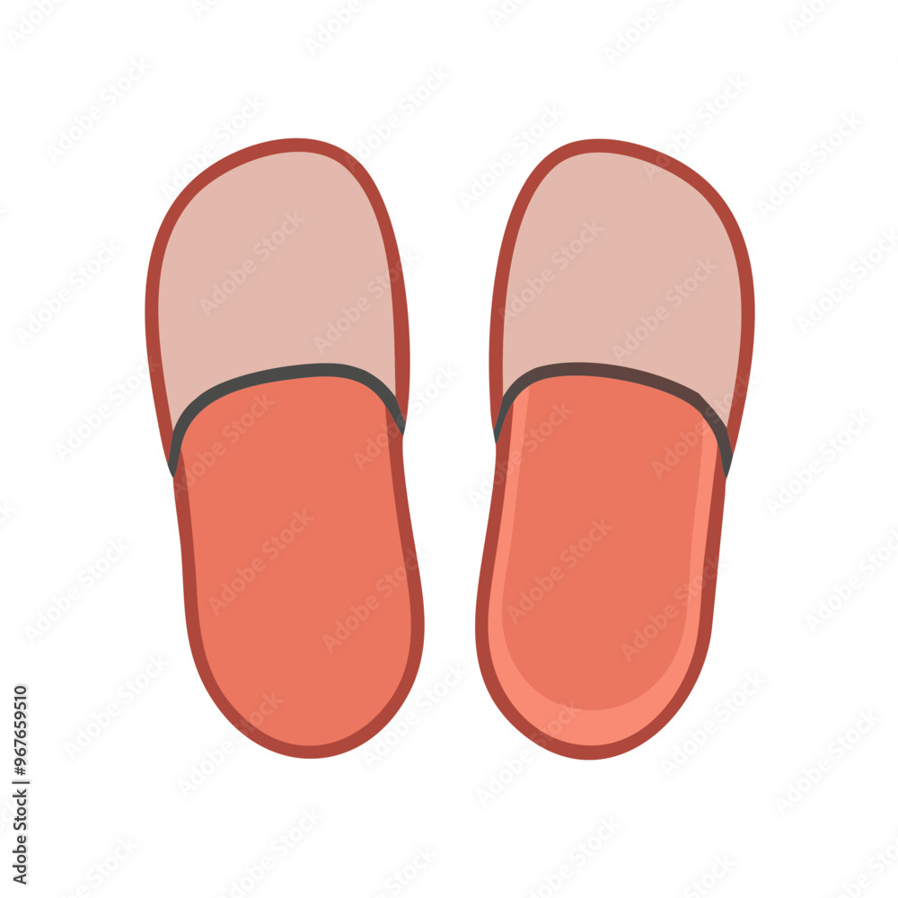 Simple red slippers, comfortable indoor footwear illustration Simple red slippers, comfortable indoor footwear illustration