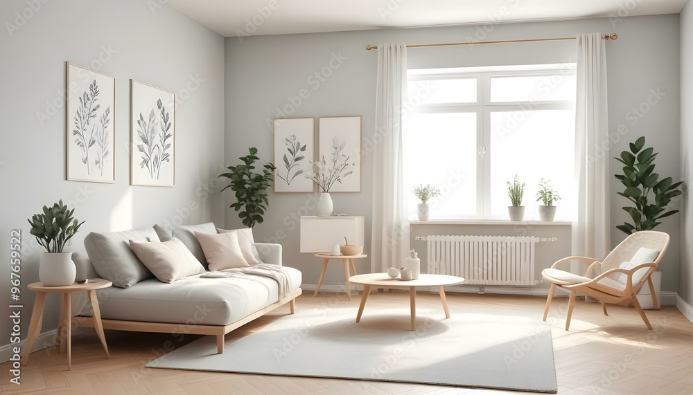 Fototapeta premium Photo interior modern design room 3d illustration;