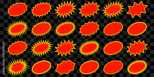 Collection of special sale tags, price stickers. Set of dialogue boxes, speech bubbles. 