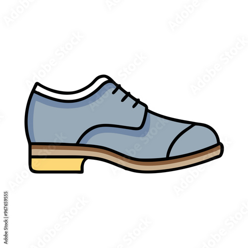 Men’s dress shoe icon, blue with beige sole, formal footwear illustration