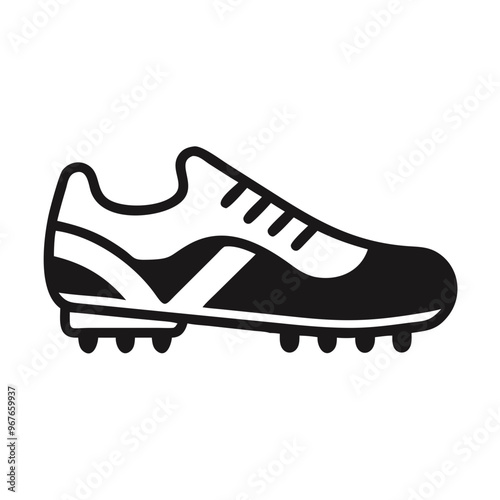 Soccer Cleats Icon, Black and White Sports Footwear

