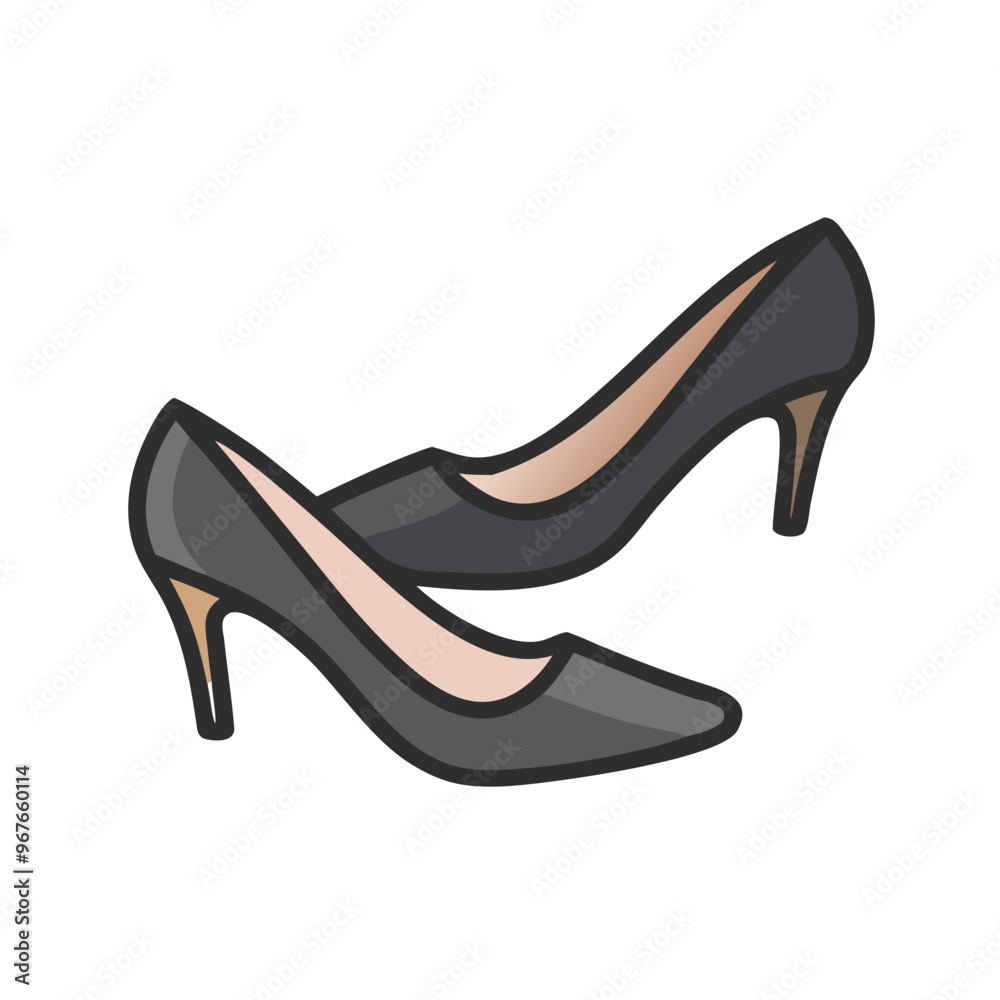 Gray high-heeled shoes illustration, elegant formal footwear
