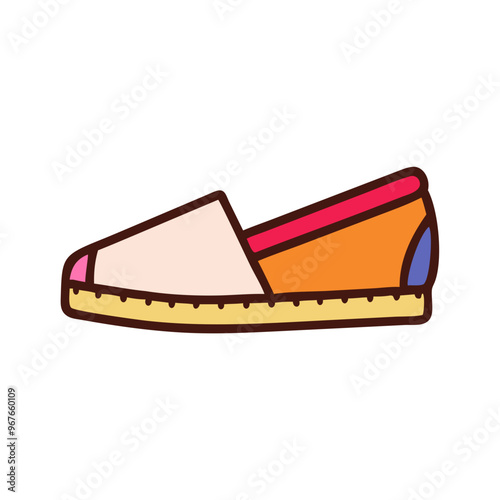 Colorful espadrille illustration, vibrant summer footwear design
