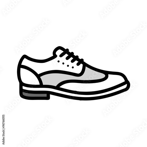 Black and white oxford shoe illustration, classic formal footwear
