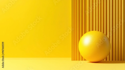 Yellow Sphere on Striped Yellow Background