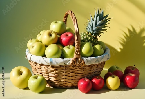 Freshness and variety of healthy fruits on wooden table generated by artificial intelligence