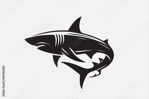 A shark silhouette block color with white background.