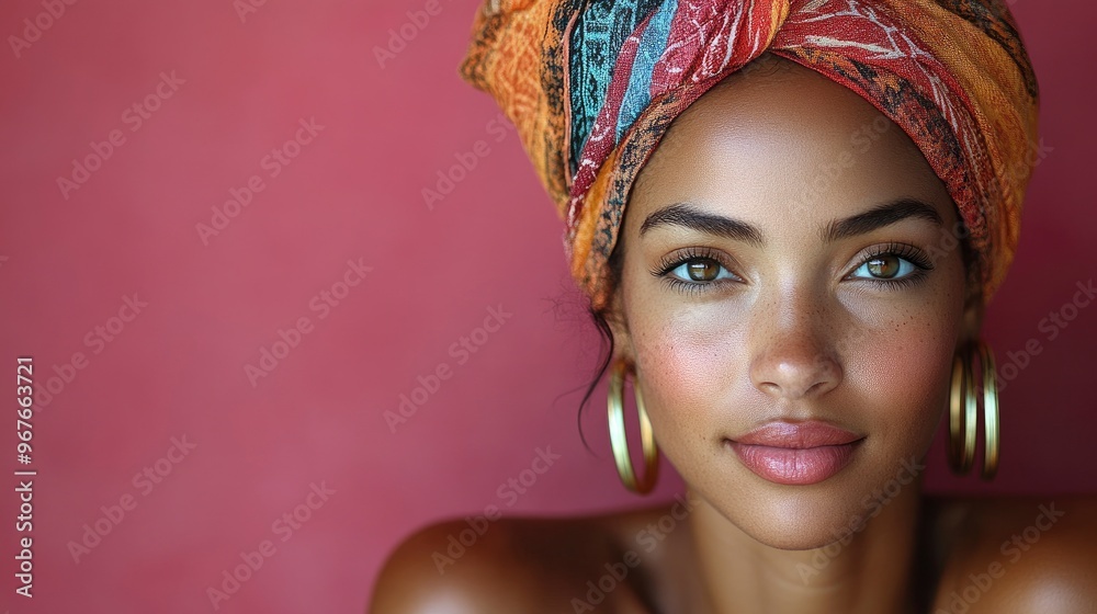 Beautiful Woman with Headscarf and Gold Earrings Beautiful Woman with Headscarf and Gold Earrings