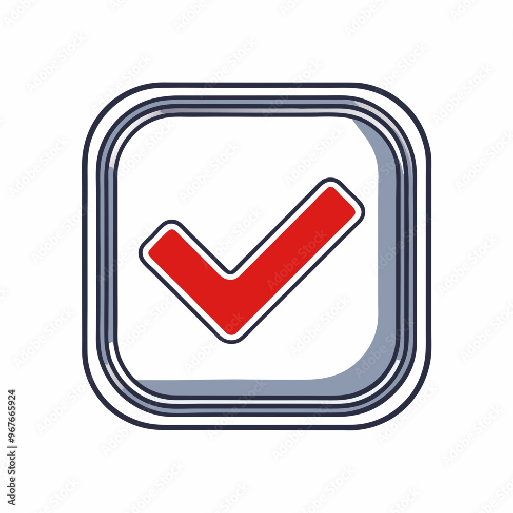 Square checkmark icon with red tick for approval and confirmation concept illustration
Square checkmark icon with red tick for approval and confirmation concept illustration