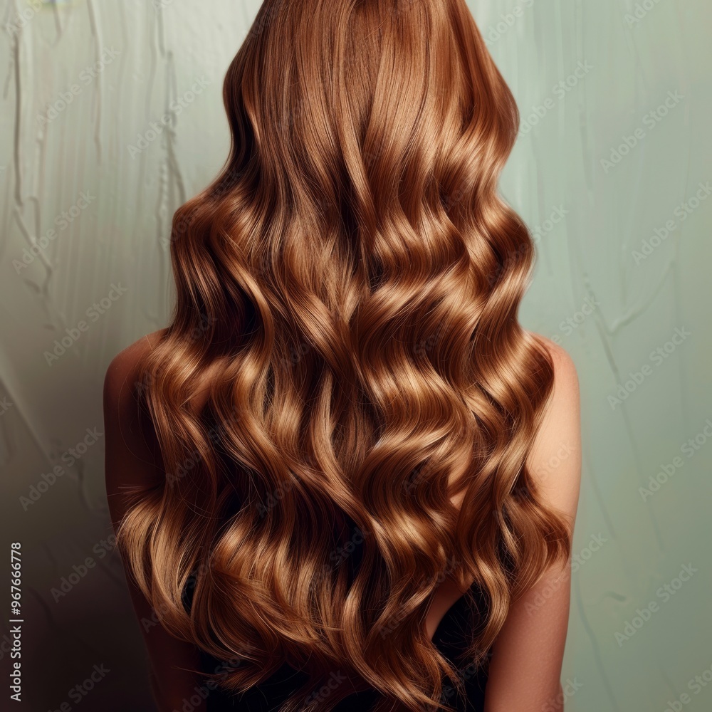 Naklejka premium close-up of loose long hair with soft curls, back view