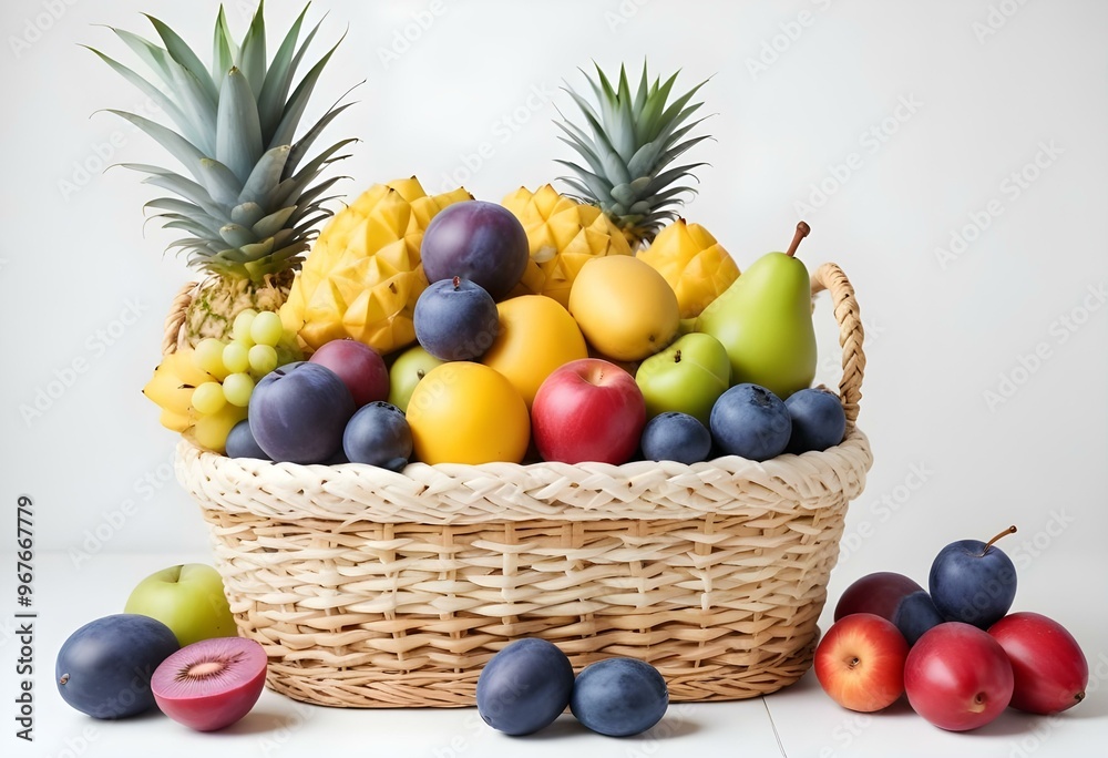 Freshness and variety of healthy fruits on wooden table generated by artificial intelligence Freshness and variety of healthy fruits on wooden table generated by artificial intelligence