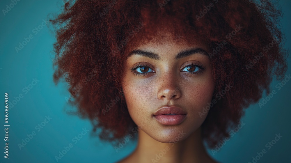 Portrait of a Young Woman with Red Afro Hair Portrait of a Young Woman with Red Afro Hair