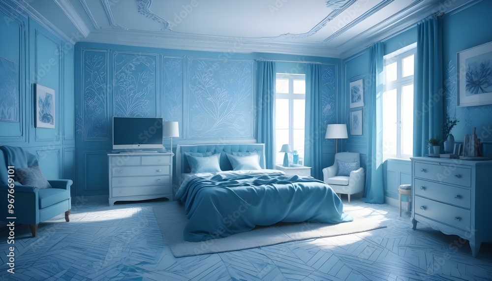 Fototapeta premium Photo interior modern design room 3d illustration;